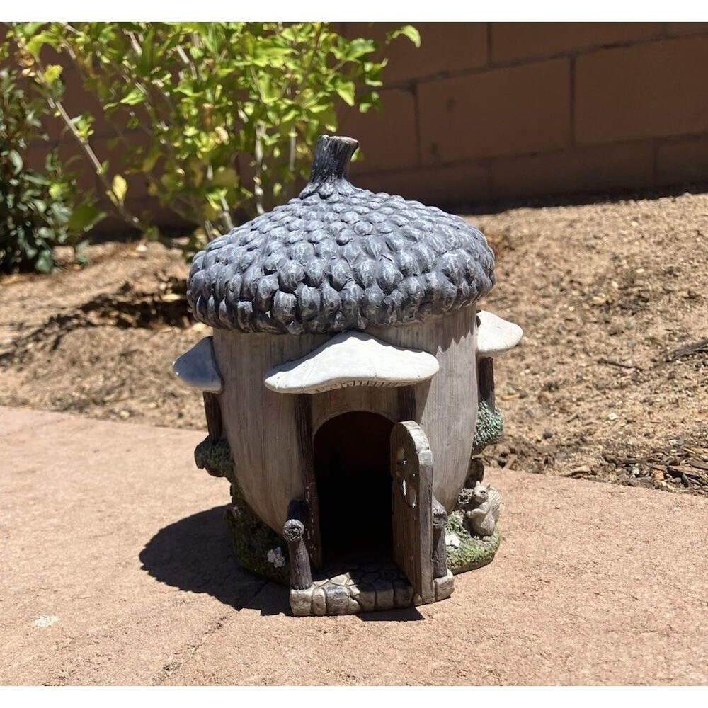 Woodland Knoll Acorn Fairy House Polyresin 7”x5” Door Opens Candle Space